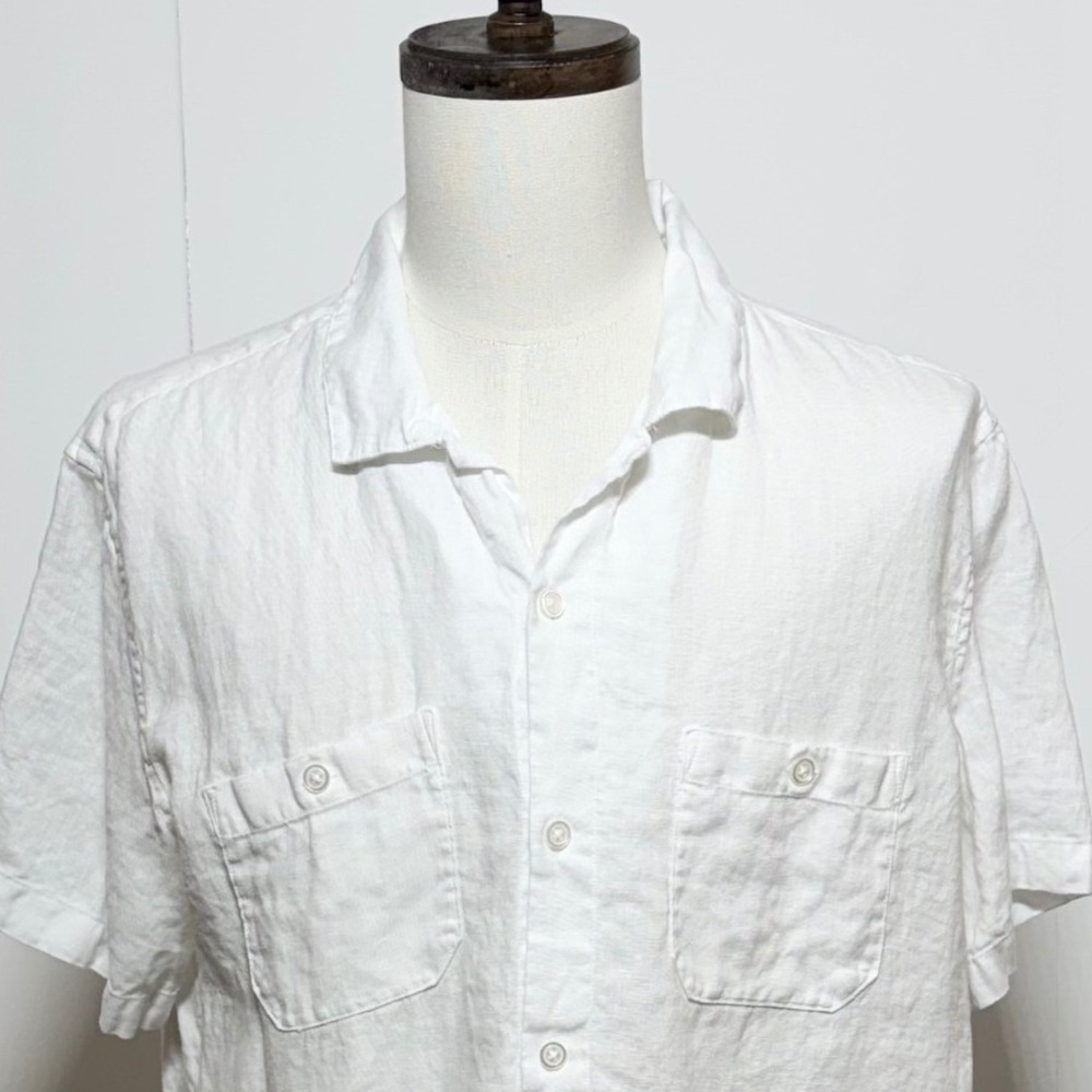 C&C California Shirt Mens XL White‎ Linen Short Sleeve Button Up Beachy